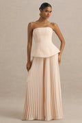 Feeling Good | Nude Bandeau Jumpsuit With Pleated Trouser
