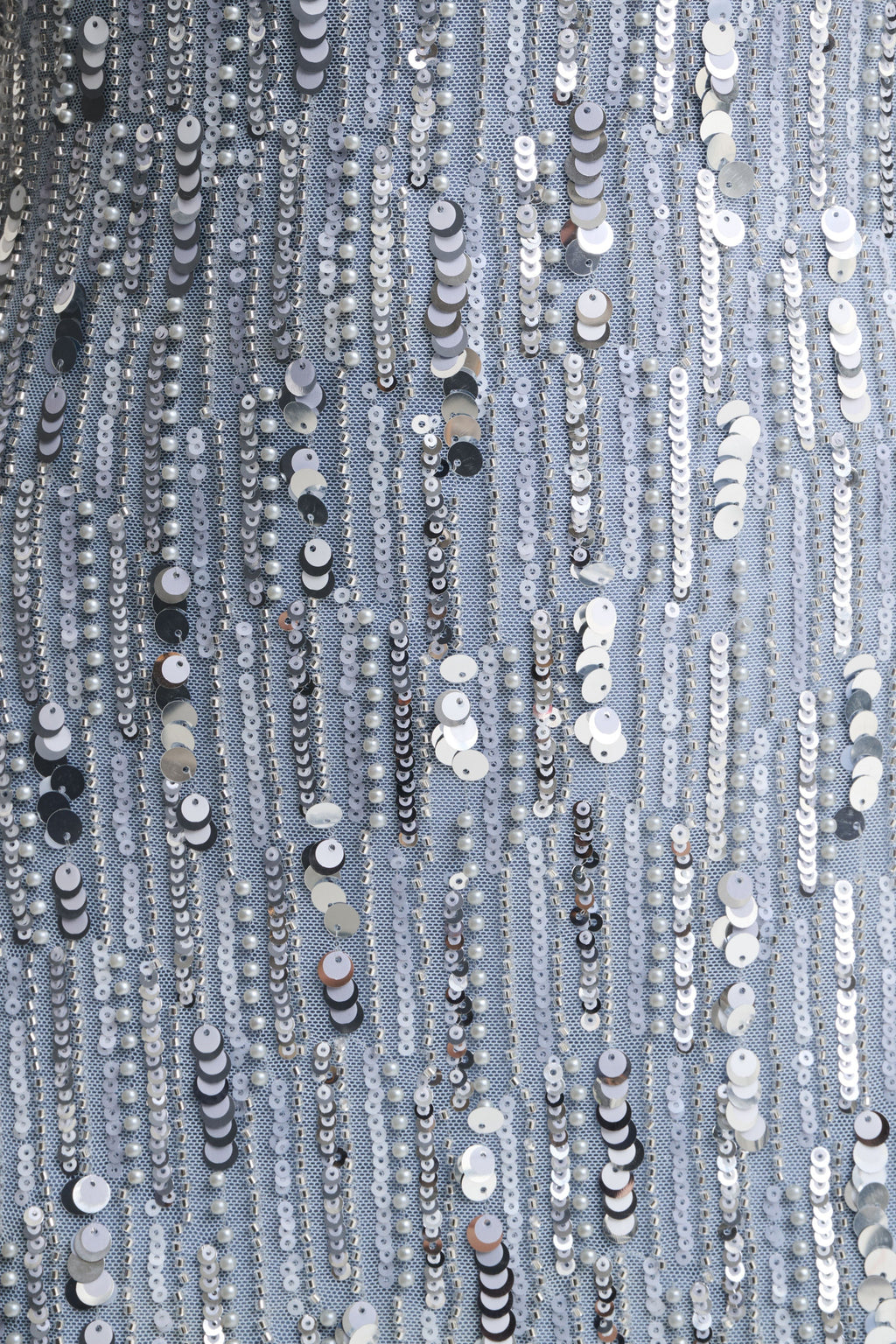 Zaira | Silver Sequin High-Neck Maxi Dress With Open-Back
