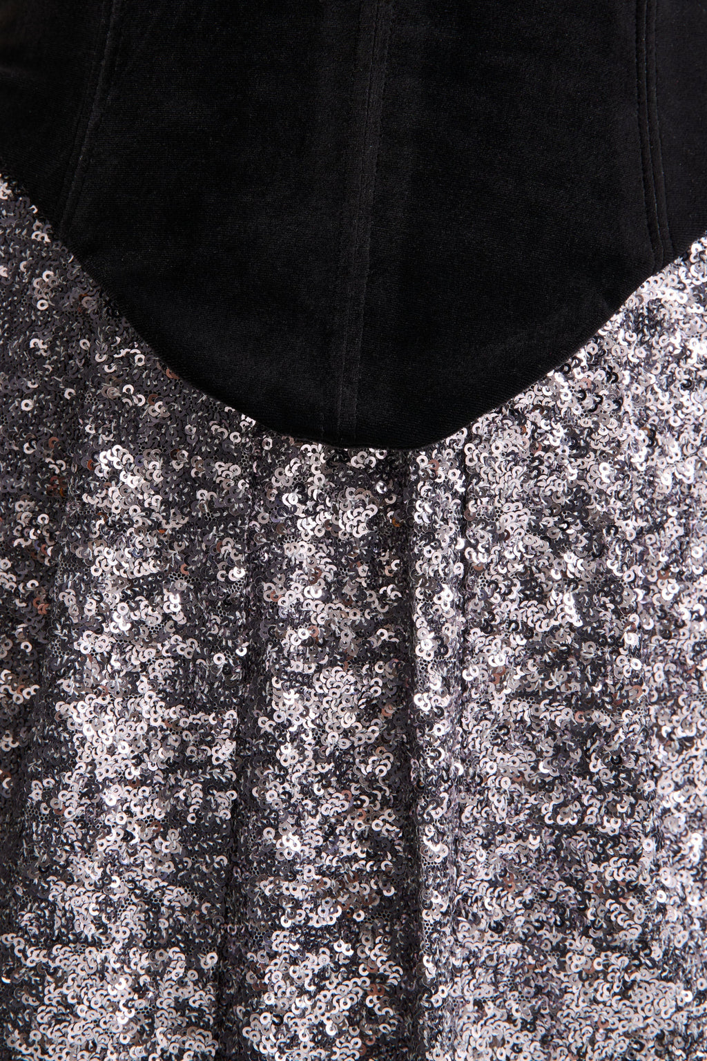 Aeris | Black Velvet And Silver Sequin Plunge-Neck Maxi Dress