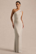 Deity | Silver Hotfix Asymmetric-Neck Maxi Dress With Open-Back