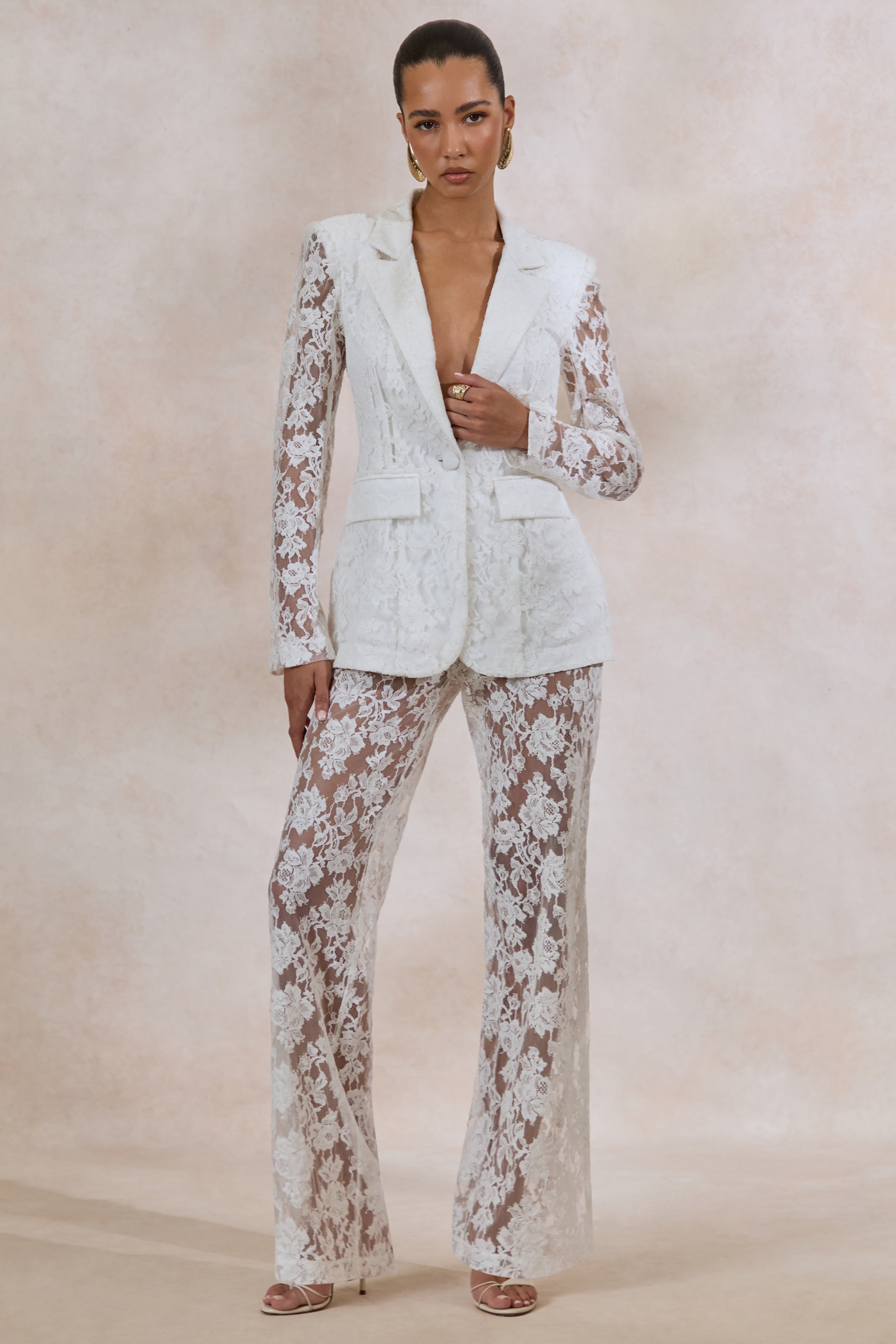 Vergia | White Lace Tailored-Blazer