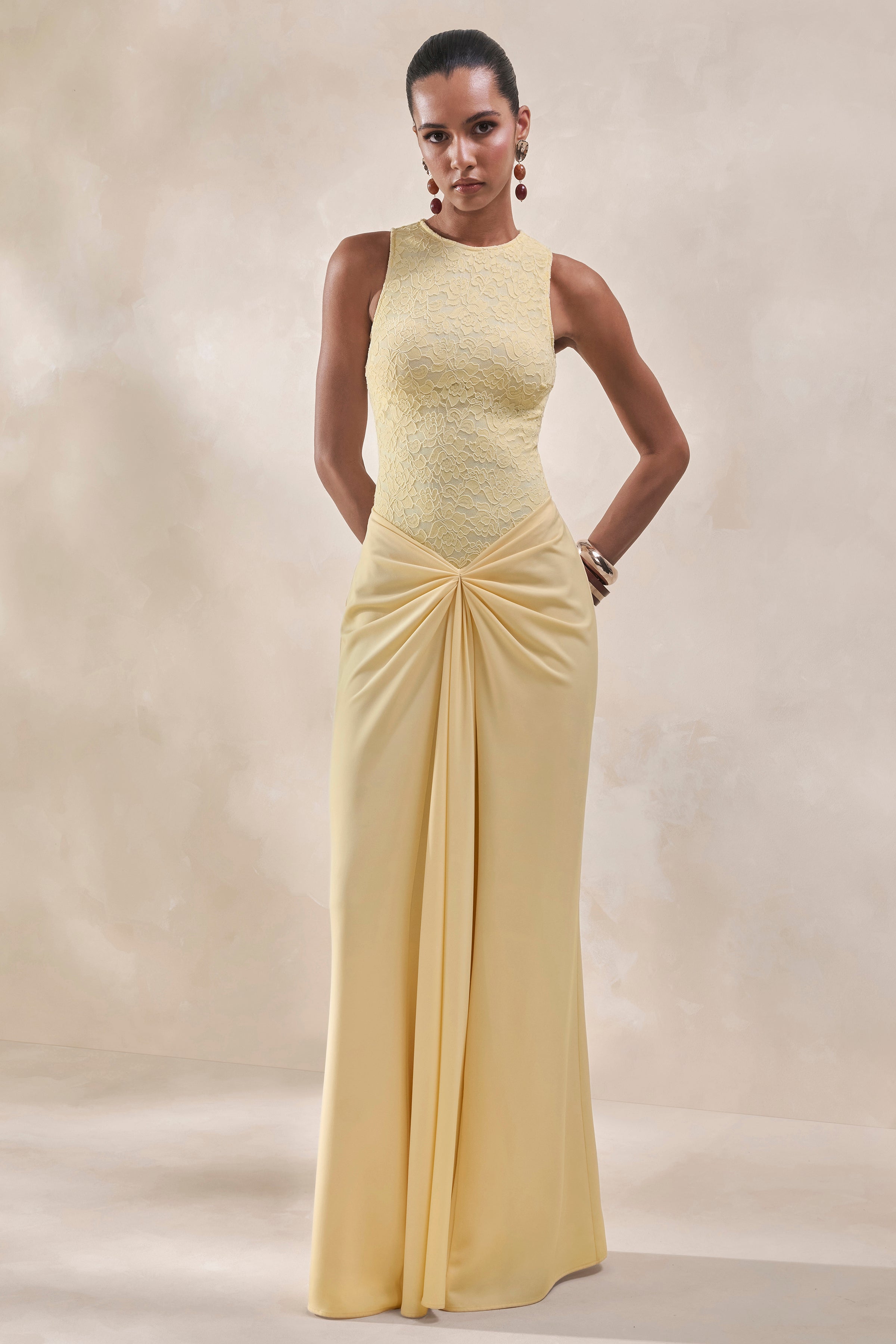 Serale | Lemon Lace Round-Neck Bodysuit