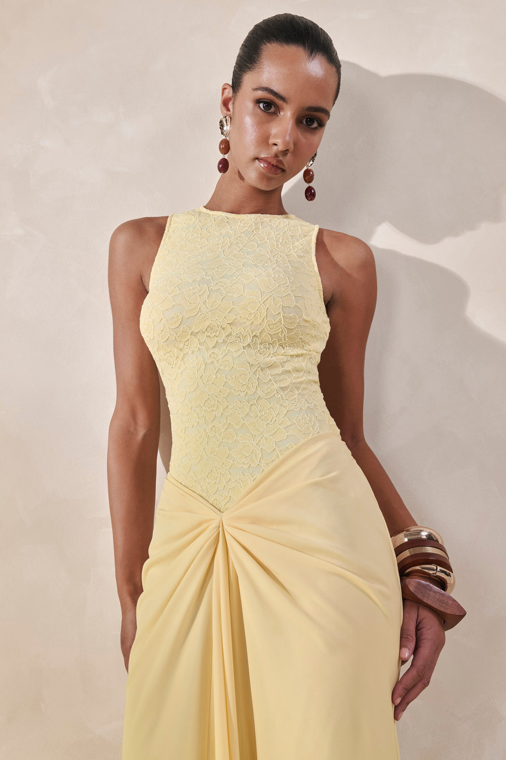 Serale | Lemon Lace Round-Neck Bodysuit