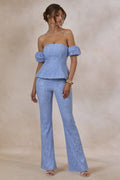 Tessara | Powder Blue Lace Tailored-Trouser
