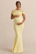 Elin | Lemon Bardot-Neck Maternity Maxi Dress