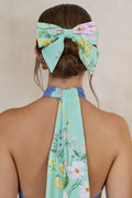 Tullia | Mint Floral Print Hair Bow