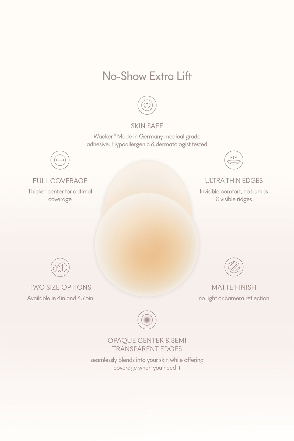 No-Show Extra Lift | NOOD Lifting Nipple Covers 4 Inch No.5