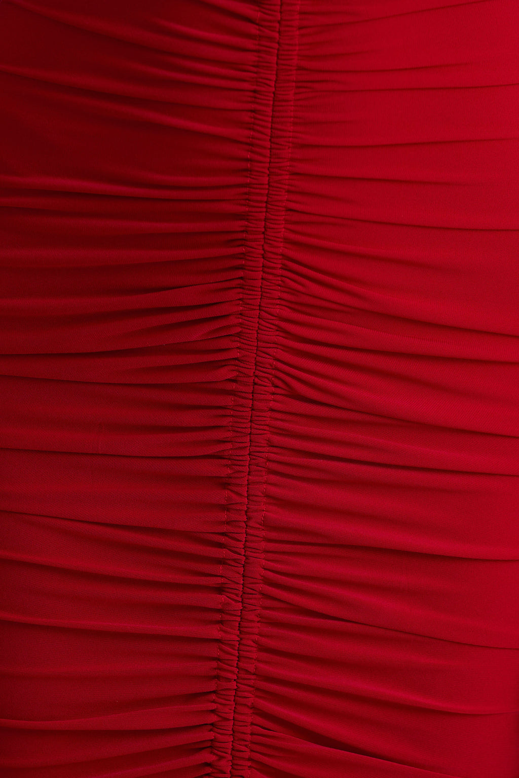 Jewel | Red Plunge-Neck Maxi Dress With Front Split and Ruched Detailing